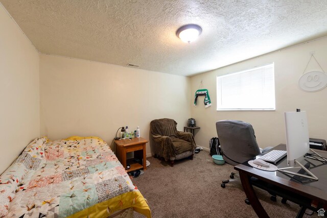6204 S Jeremy Cir, Salt Lake City, UT 84121 - carpeted bedroom with a textured ceiling and a desk