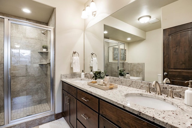 1261 W Black Rock Trl Unit 39D, Kamas, UT 84036 - full bathroom featuring double vanity and a shower stall