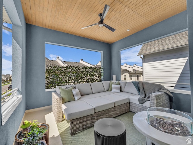 11609 S Dorian Dr W, South Jordan, UT 84009 - patio / terrace featuring an outdoor hangout area and a ceiling fan
