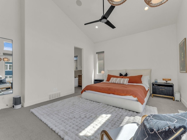 11609 S Dorian Dr W, South Jordan, UT 84009 - carpeted bedroom with high vaulted ceiling, multiple windows, and recessed lighting