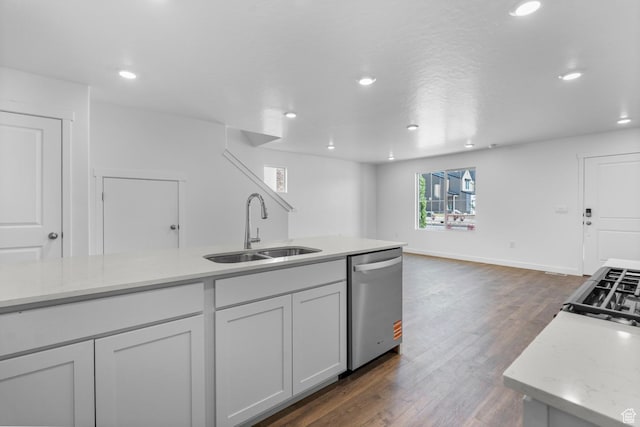 1557 E 720 N Unit 1070, Salem, UT 84653 - kitchen featuring dishwasher, light countertops, dark wood-type flooring, and recessed lighting