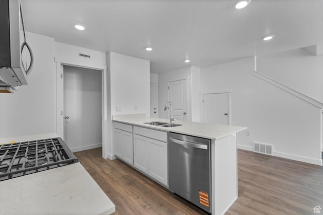1557 E 720 N Unit 1070, Salem, UT 84653 - kitchen with stainless steel appliances, dark wood-type flooring, a peninsula, white cabinetry, and recessed lighting