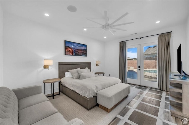 772 E Prairie Way, Washington, UT 84780 - bedroom with access to outside, french doors, recessed lighting, and ceiling fan