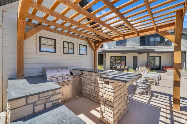 772 E Prairie Way, Washington, UT 84780 - view of patio / terrace featuring exterior kitchen, ceiling fan, a pergola, and outdoor lounge area