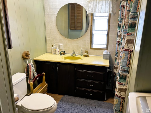 5223 N 930 E, Scofield, UT 84526 - full bath featuring vanity, backsplash, and a shower with shower curtain
