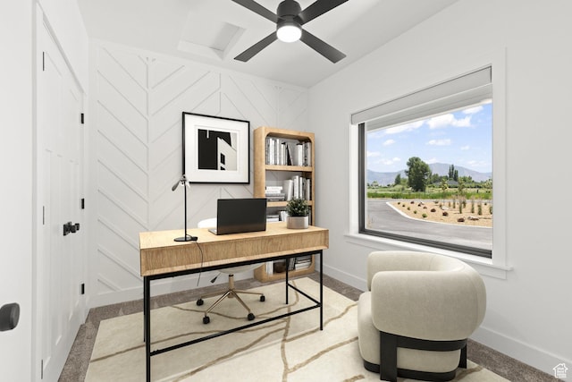 3359 W 3500 S, Wellsville, UT 84339 - office with a mountain view and a ceiling fan