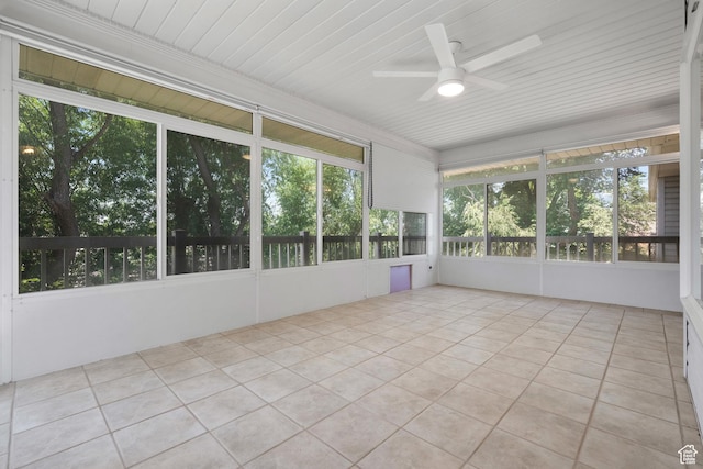 560 S 1350 E, Fruit Heights, UT 84037 - unfurnished sunroom with ceiling fan, tile patterned flooring, and plenty of natural light