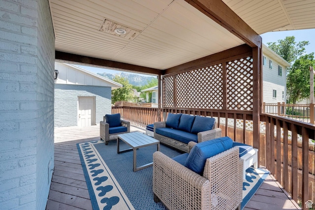 10852 S Starpine Dr, Sandy, UT 84094 - wooden terrace featuring an outdoor living space