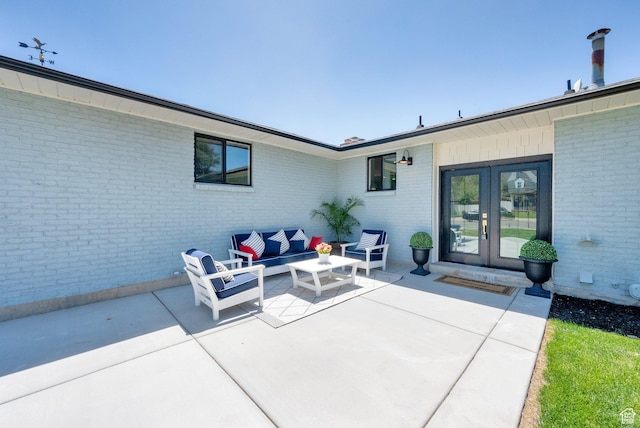 10852 S Starpine Dr, Sandy, UT 84094 - view of patio featuring french doors and an outdoor living space