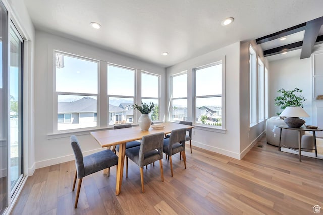 7991 S Ambrosia Ln, West Jordan, UT 84081 - dining space featuring light wood-style floors and recessed lighting
