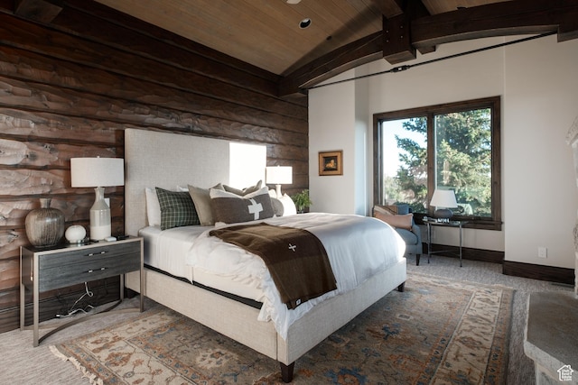 9156 E Forest Rd Unit 24, Heber City, UT 84032 - carpeted bedroom featuring wood ceiling and wooden walls