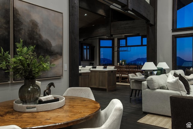 9156 E Forest Rd Unit 24, Heber City, UT 84032 - dining room with dark wood-style flooring and a towering ceiling
