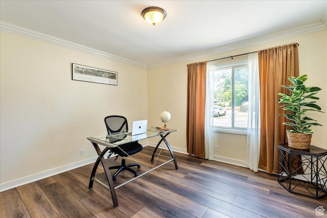 1680 E Fieldcrest Ln, Holladay, UT 84117 - office featuring ornamental molding and dark wood-style floors