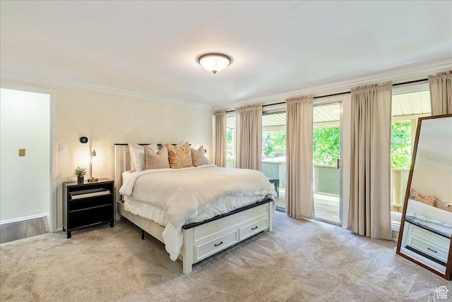 1680 E Fieldcrest Ln, Holladay, UT 84117 - carpeted bedroom featuring crown molding and access to exterior
