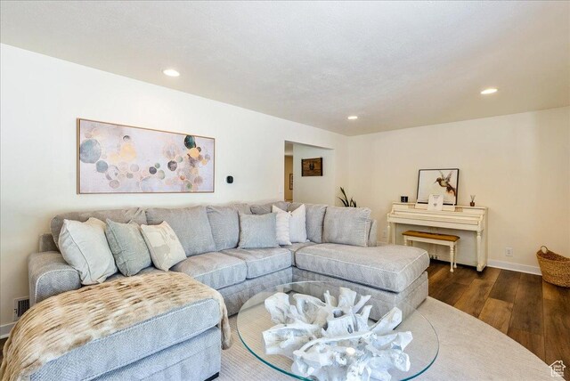 1680 E Fieldcrest Ln, Holladay, UT 84117 - living area featuring dark wood-type flooring and recessed lighting