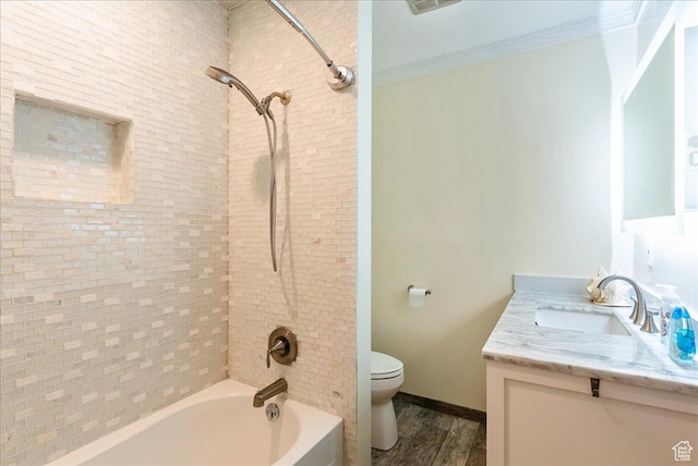 1680 E Fieldcrest Ln, Holladay, UT 84117 - full bath featuring vanity, shower / tub combination, and wood finished floors