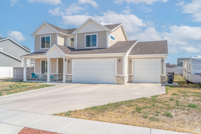 2477 W 2900 N, Farr West, UT 84404 - craftsman house with board and batten siding, a porch, stone siding, driveway, and a shingled roof
