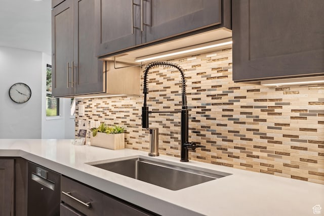 6273 S Oakcrest Cir, Holladay, UT 84121 - kitchen with backsplash, light countertops, and dark brown cabinets
