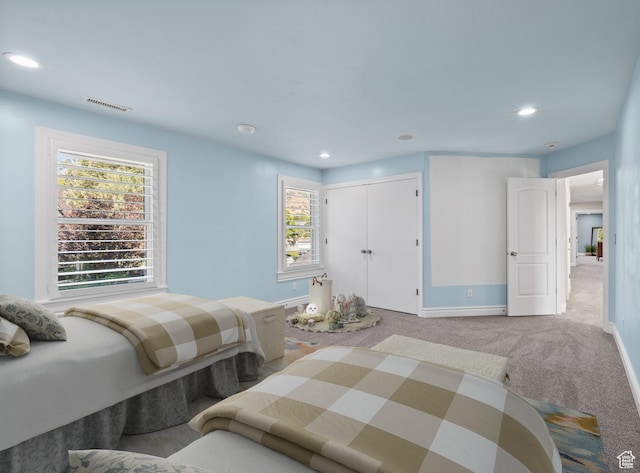 6273 S Oakcrest Cir, Holladay, UT 84121 - bedroom featuring recessed lighting, carpet flooring, and a closet