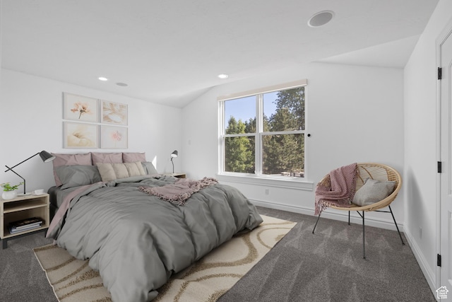 6273 S Oakcrest Cir, Holladay, UT 84121 - bedroom featuring carpet flooring, recessed lighting, and lofted ceiling