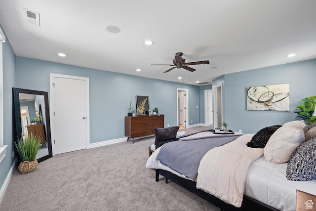 6273 S Oakcrest Cir, Holladay, UT 84121 - carpeted bedroom with recessed lighting and ceiling fan