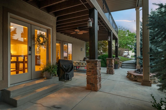 1524 E 330 N, Lehi, UT 84043 - view of patio featuring french doors, a grill, and a ceiling fan