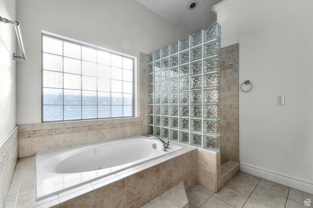 1524 E 330 N, Lehi, UT 84043 - bathroom with a jetted tub, tile patterned flooring, and a walk in shower