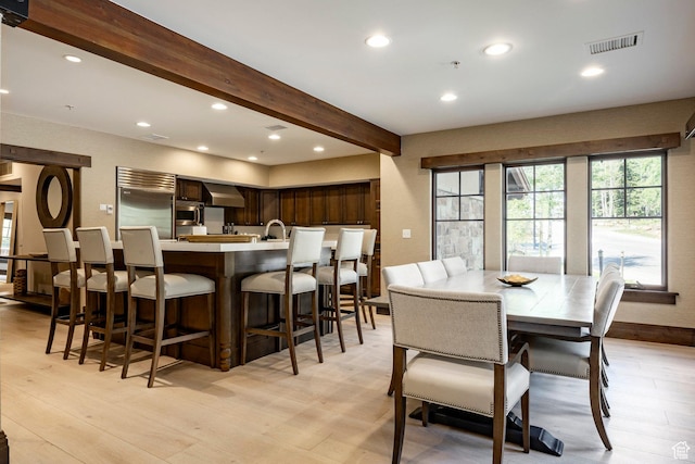 7815 Royal St Unit C259, Park City, UT 84060 - dining area with beamed ceiling, light wood-type flooring, and recessed lighting