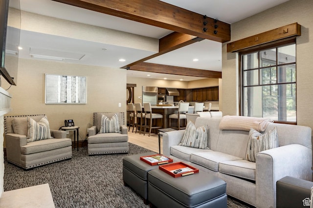 7815 Royal St Unit C259, Park City, UT 84060 - living area with beamed ceiling and recessed lighting