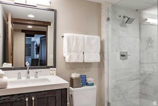 7815 Royal St Unit C259, Park City, UT 84060 - bathroom with a shower stall, vanity, and recessed lighting