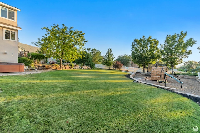 14012 S Osborne Ln E, Draper, UT 84020 - view of yard with a hot tub and a playground