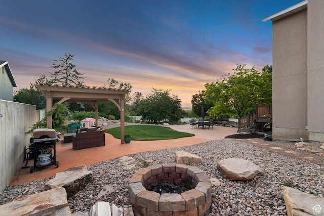 14012 S Osborne Ln E, Draper, UT 84020 - view of patio / terrace featuring a grill and an outdoor living space with a fire pit