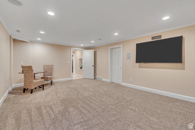 14012 S Osborne Ln E, Draper, UT 84020 - sitting room with recessed lighting, ornamental molding, and carpet floors