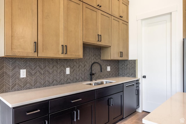 424 W Ascent Dr Unit 254, Hideout, UT 84036 - kitchen featuring light countertops, backsplash, light wood-style flooring, and stainless steel dishwasher
