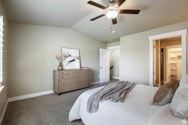 7902 S Farm House Ln E, Midvale, UT 84047 - carpeted bedroom with vaulted ceiling and a ceiling fan