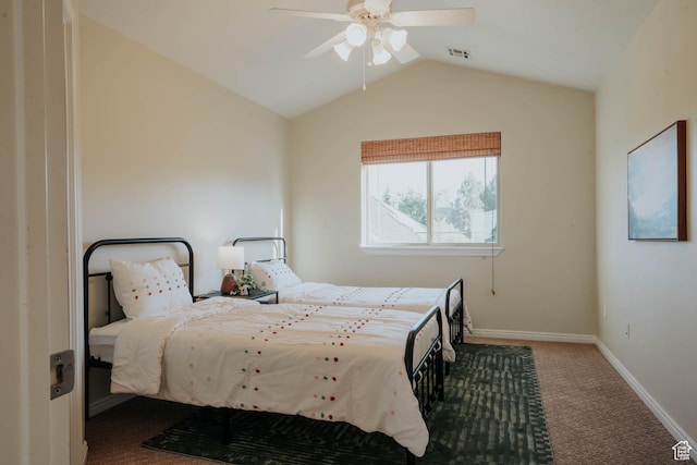 1628 E Lone Oak Dr, Draper, UT 84020 - bedroom with carpet floors, vaulted ceiling, and ceiling fan