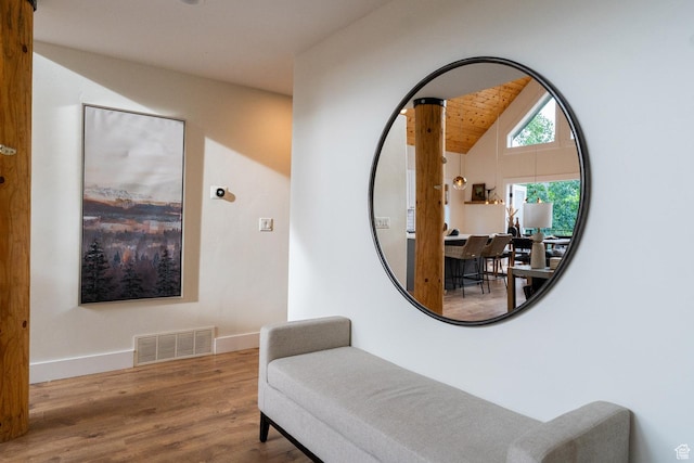 2143 S Aspen Cir, Wanship, UT 84017 - corridor with wood finished floors and lofted ceiling