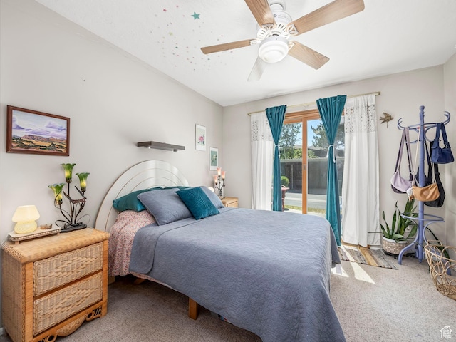 4742 S 700 E Unit 84, Salt Lake City, UT 84107 - bedroom with access to exterior, carpet, and a ceiling fan