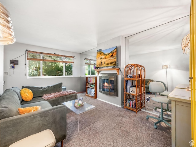 4742 S 700 E Unit 84, Salt Lake City, UT 84107 - carpeted living room with a glass covered fireplace and baseboards