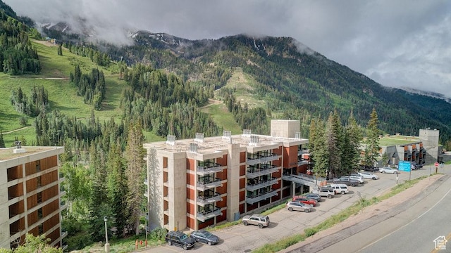 9202 E Lodge Dr Unit 201202, Snowbird, UT 84092 - view of mountain background featuring a heavily wooded area