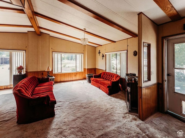 1633 W 2100 N, Helper, UT 84526 - living room with a wainscoted wall, plenty of natural light, carpet, and wooden walls