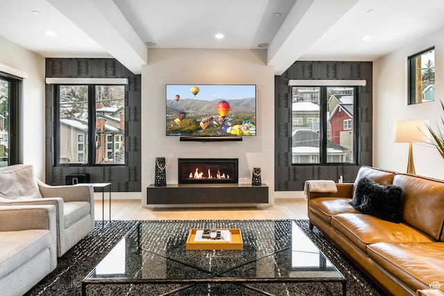 552 Deer Valley Dr, Park City, UT 84060 - living area featuring a fireplace, wood finished floors, and recessed lighting