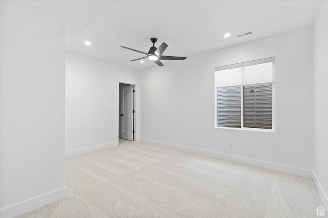 5554 N Fox Canyon Rd, Lehi, UT 84043 - empty room with recessed lighting, light colored carpet, and a ceiling fan