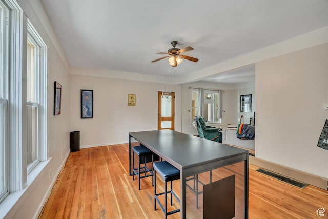 733 E Linden Ave, Salt Lake City, UT 84102 - dining room with ceiling fan and light wood finished floors
