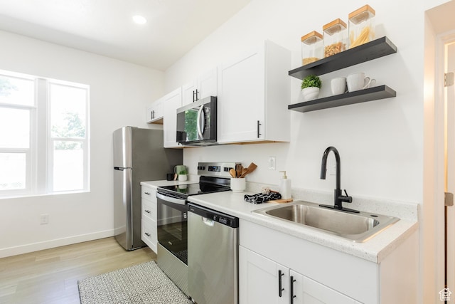 221 E 8th S, Ogden, UT 84401 - kitchen with stainless steel appliances, light wood-type flooring, light countertops, white cabinets, and recessed lighting