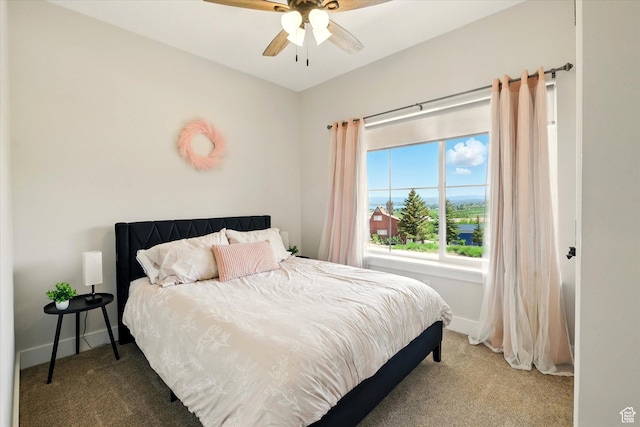 689 W Dee Dr, Garden City, UT 84028 - carpeted bedroom featuring baseboards and a ceiling fan