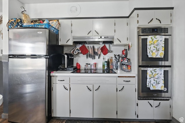 572 W 300 N, Hyrum, UT 84319 - kitchen with appliances with stainless steel finishes, ventilation hood, light countertops, and white cabinets