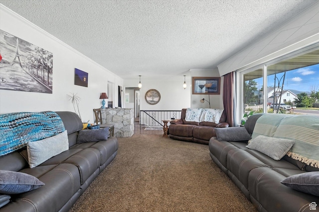 572 W 300 N, Hyrum, UT 84319 - carpeted living room featuring a textured ceiling