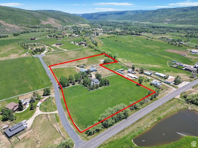 2125 E Elk Meadow Cir, Kamas, UT 84036 - overview of rural landscape featuring property parcel outlined and a water and mountain view