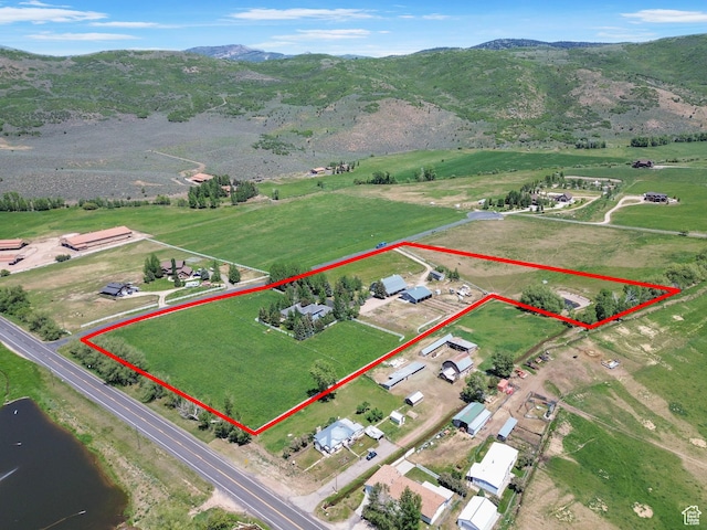 2125 E Elk Meadow Cir, Kamas, UT 84036 - aerial view of sparsely populated area featuring property boundaries highlighted and a mountain backdrop